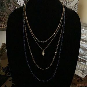 Lucky Brand Necklace - blue and gold tone
